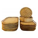 Vintage Steamer and 20  Rattan Bamboo Wicker Tiki Lap TV Serving