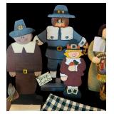 Autumn Harvest Wooden Pilgrims Figurines and Seasonal Placement
