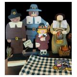 Autumn Harvest Wooden Pilgrims Figurines and Seasonal Placement