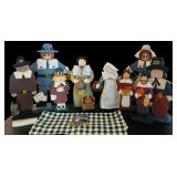 Autumn Harvest Wooden Pilgrims Figurines and Seasonal Placement