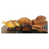 Beautiful Wooden Fish Motif Including Monkeypod Wood Philippians, Monkey Poo Wood Costa Rico