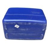 Blue and White Rubbermaid Cooler