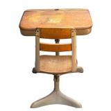 Vintage Wooden and Metal Childs School Desk