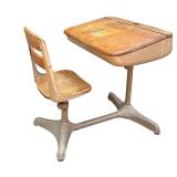 Vintage Wooden and Metal Childs School Desk