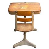 Vintage Wooden and Metal Childs School Desk