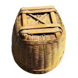 Two Large Woven Rattan Baskets Mid-Century Modern Design