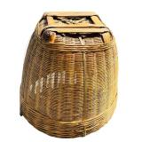 Two Large Woven Rattan Baskets Mid-Century Modern Design