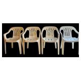 Four White Plastic Outdoor Chairs by Syroco