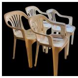 Four White Plastic Outdoor Chairs by Syroco