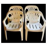 Four White Plastic Outdoor Chairs by Syroco