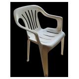 Four White Plastic Outdoor Chairs by Syroco