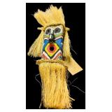 Mascara De Evocacao Doezes from Brazil Hanging Wooden Face and Straw by Pequena