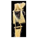 Mascara De Evocacao Doezes from Brazil Hanging Wooden Face and Straw by Pequena