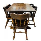 Solid Wood Vintage Dining Table with 6 Matching Chairs
