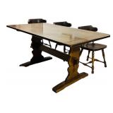 Solid Wood Vintage Dining Table with 6 Matching Chairs