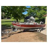 1987 Lund 16ft Fishing Boat with Trailer and Evinrude Motor