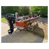 1987 Lund 16ft Fishing Boat with Trailer and Evinrude Motor