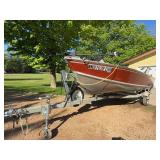 1987 Lund 16ft Fishing Boat with Trailer and Evinrude Motor