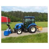 New Holland Tractor with King Kutter Box Blade Attachment and Snow Blower Attachment