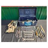 Collection of Hand Tools with Toolbox, Wrenches, Horseshoes, and More