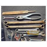 Collection of Hand Tools with Toolbox, Wrenches, Horseshoes, and More
