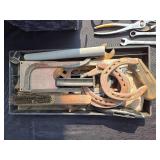 Collection of Hand Tools with Toolbox, Wrenches, Horseshoes, and More