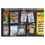 Vintage Metal Tackle Box with Fishing Lures and Accessories