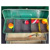 Vintage Metal Tackle Box with Fishing Lures and Accessories
