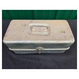 Vintage Metal Tackle Box with Fishing Lures and Accessories