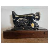 Vintage Singer Sewing Machine Model B.T. 7 with Wooden Case