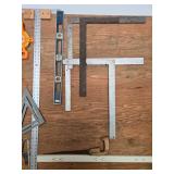 Set of Various Hand Tools with Tape Measures and Saw