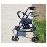 Drive Medical Four-Wheel Rollator Walker with Seat and Storage Pouch
