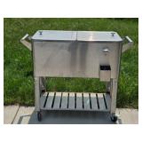 Backyard Creations Stainless Steel Rolling Cooler with Storage