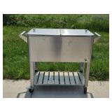 Backyard Creations Stainless Steel Rolling Cooler with Storage