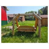 Wooden Outdoor Swing with Canopy Frame