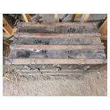 Antique Wooden Trunk with Metal Accents
