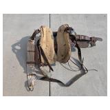 Vintage Leather Western Saddle with Stirrups and Girth