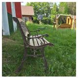 Vintage Metal and Wood Garden Bench with Grapevine Design