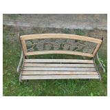 Vintage Metal and Wood Garden Bench with Grapevine Design