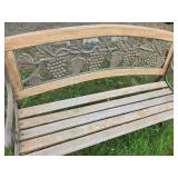 Vintage Metal and Wood Garden Bench with Grapevine Design