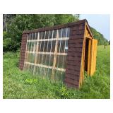 Wooden Green House Shed with Corrugated Clear Panels and Pitched Roof