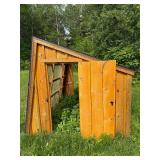 Wooden Green House Shed with Corrugated Clear Panels and Pitched Roof