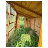 Wooden Green House Shed with Corrugated Clear Panels and Pitched Roof
