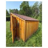 Wooden Green House Shed with Corrugated Clear Panels and Pitched Roof