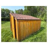 Wooden Green House Shed with Corrugated Clear Panels and Pitched Roof