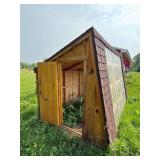 Wooden Green House Shed with Corrugated Clear Panels and Pitched Roof