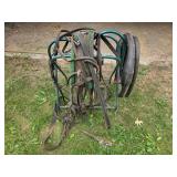 Vintage Horse Collar and Harness Set with Stand