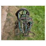 Vintage Horse Collar and Harness Set with Stand