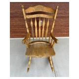 Vintage Wooden Rocking Chair with Turned Spindles