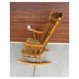 Vintage Wooden Rocking Chair with Turned Spindles